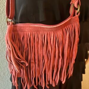 Chic Fringe Crossbody Bag - Rust red